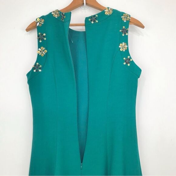 Belle by Badgley Mischka Green Cocktail Dress with Sequin Snowflake Collar - Picture 11 of 16